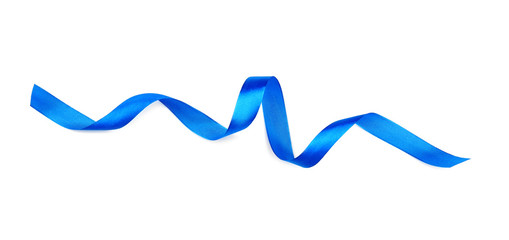 Blue ribbon on white background