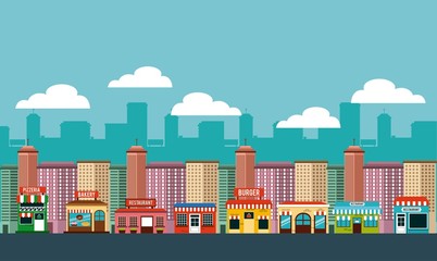 Canvas Print - cityscape buildings skyline background vector illustration design