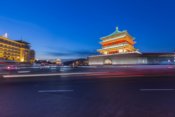 In the evening, Xi'an city building