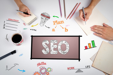Canvas Print - SEO, Search Engine Optimization Concept. The meeting at the whit