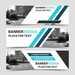 Wall Mural - Set blue horizontal business banner templates. Website modern design