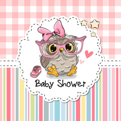 Canvas Print - Baby Shower Greeting Card with Owl