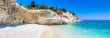 Fototapeta  - Panoramic beach landscape on Zakynthos Island in Greece