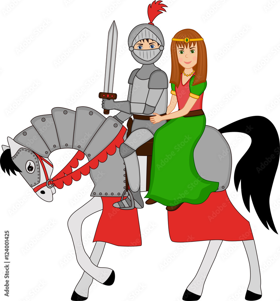knight and princess to ride a horse Stock Vector | Adobe Stock