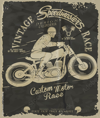 Obraz motocykl  wektor-retro-motocykl-wyscig-wydruku