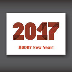 Wall Mural - Happy New 2017 Year, modern design on white background, year 2017 in thin lines striped minimalist, numbers written with a pen, vector illustration