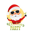 © Stock Vector One - Christmas Party. Santa Claus cartoon character with cocktail and sunglasses. Merry Christmas illustration