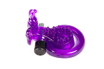 Sticker - Penis ring sex vibrating butterfly toy purple on white background
