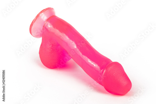 Pink Transparent Dildo Lying On White Background Buy This Stock