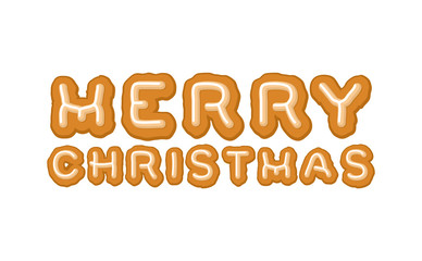 Merry Christmas gingerbread typography. Logo lettering cookies f