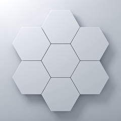 Aufkleber - Blank hexagon signboards on white wall background abstract concept with shadow 3D rendering