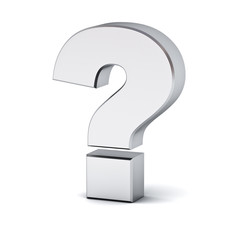Leinwandbilder - Metal question mark isolated over white background with reflection and shadow 3D rendering