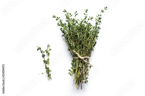Fotografía Fresh thyme isolated on white top view