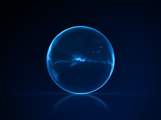 Wall Mural - beautiful blue enegy sphere with reflection - luxury background design element