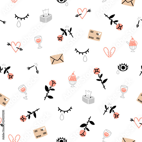 Cotton fabric Sad valentines day pattern