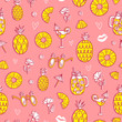 Pineapple mood pattern on pink background