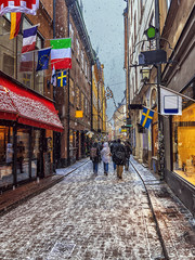 Wall Mural - old  streets of a Christmas in Stockholm, Sweden