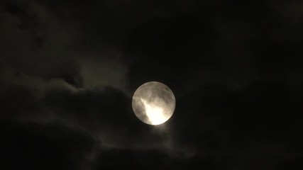 Wall Mural - Clouds part and reveal bright full moon on cloudy night.