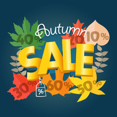 Poster - Autumn sale advirtising banner. Shopping special offer template.