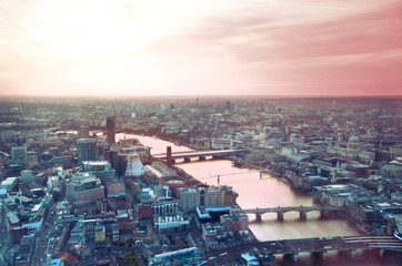 Sticker - City of London panorama in sunset. River Thames and bridges