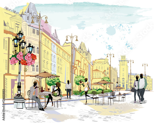 Obraz panorama  panorama-miasta-z-kawiarnia