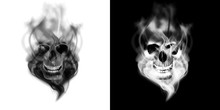 Human Skull In The Smoke