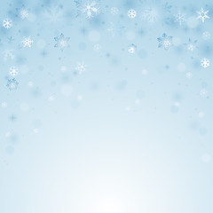 Wall Mural - Blue winter christmas background with snowflakes