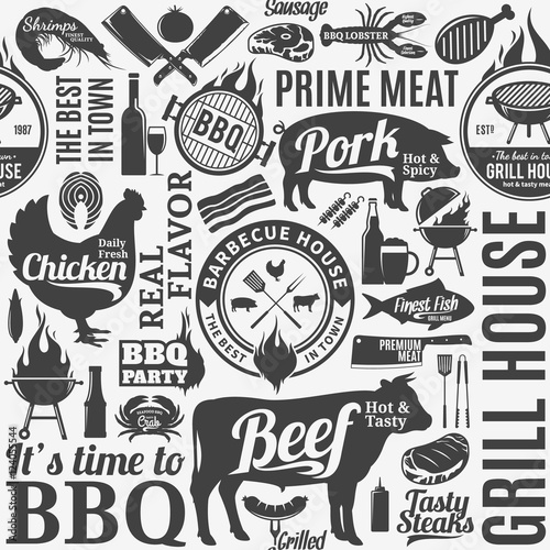 Naklejka samoprzylepna Typograficzne wektor grill wzór lub tła