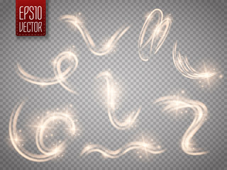 Canvas Print - set of vector motion glow light effects isolated on transparent background
