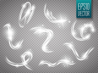Canvas Print - set of vector motion glow light effects isolated on transparent background