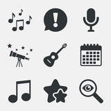 Fototapeta  - Music icons. Microphone, Acoustic guitar.