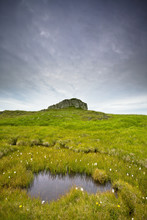 A Large Rock Surrounded By A Grassy Open Space; Papey Island, Iceland