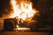 A Vehicle On Fire; Dublin, Dublin County, Ireland