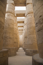 The Massive Columns In The Temples Of Karnak On The East Bank Of Luxor Along The Nile River; Luxor, Egypt