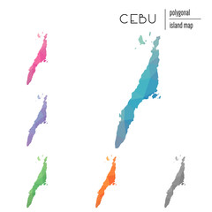 Sticker - Set of vector polygonal Cebu maps filled with bright gradient of low poly art. Multicolored island outline in geometric style for your infographics.