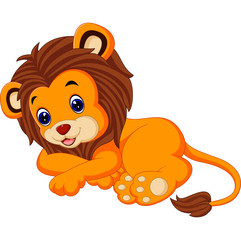 Wall Mural - Cute lion cartoon