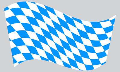 Wall Mural - Flag of Bavaria waving on gray background