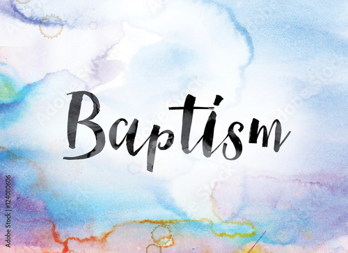 Cuadros en Lienzo Baptism Colorful Watercolor and Ink Word Art