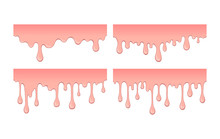 Set Of Pink Bubble Gym Or Melting Ice Cream. Flow Of Sweet Sticky Liquid. Abstract Illustration Of Splash. Burst Off Bubblegum. Cartoon Design