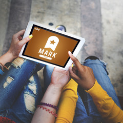Wall Mural - mark bookmark content web online management concept