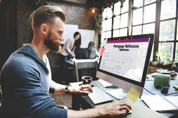 Wall Mural - mortgage refinance application form concept