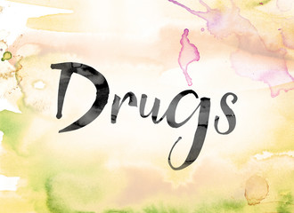 Wall Mural - Drugs Colorful Watercolor and Ink Word Art