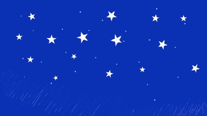 Wall Mural - hand sketched cartoon stars on a blue screen background