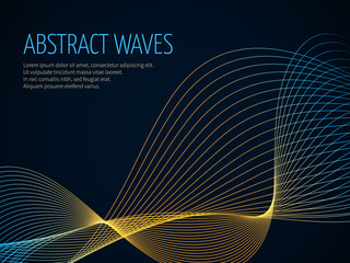 Wall Mural - Futuristic abstract vector background with 3D illuminated sound wave