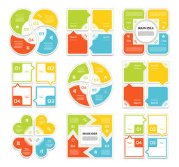 Wall Mural - Vector circle arrows stripe infographics set. Template for cycle diagram, graph, presentation and round chart. Business concept with 4 options, parts, steps or processes. Marketing data brochure.