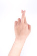 © ninefar - finger hand symbols isolated concept Cross and lie conceptual fake on white background