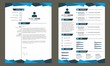 CV Resume with Cover Letter Template Vector Blue
