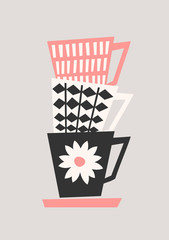 Poster - retro coffee cups