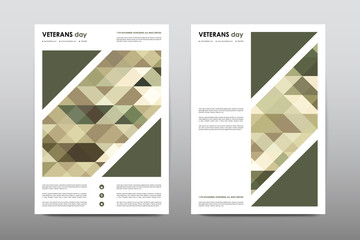 Poster - Set of Veterans Day brochure, poster templates in khaki style. Beautiful design and layout