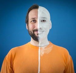 Face in two sides parts of man